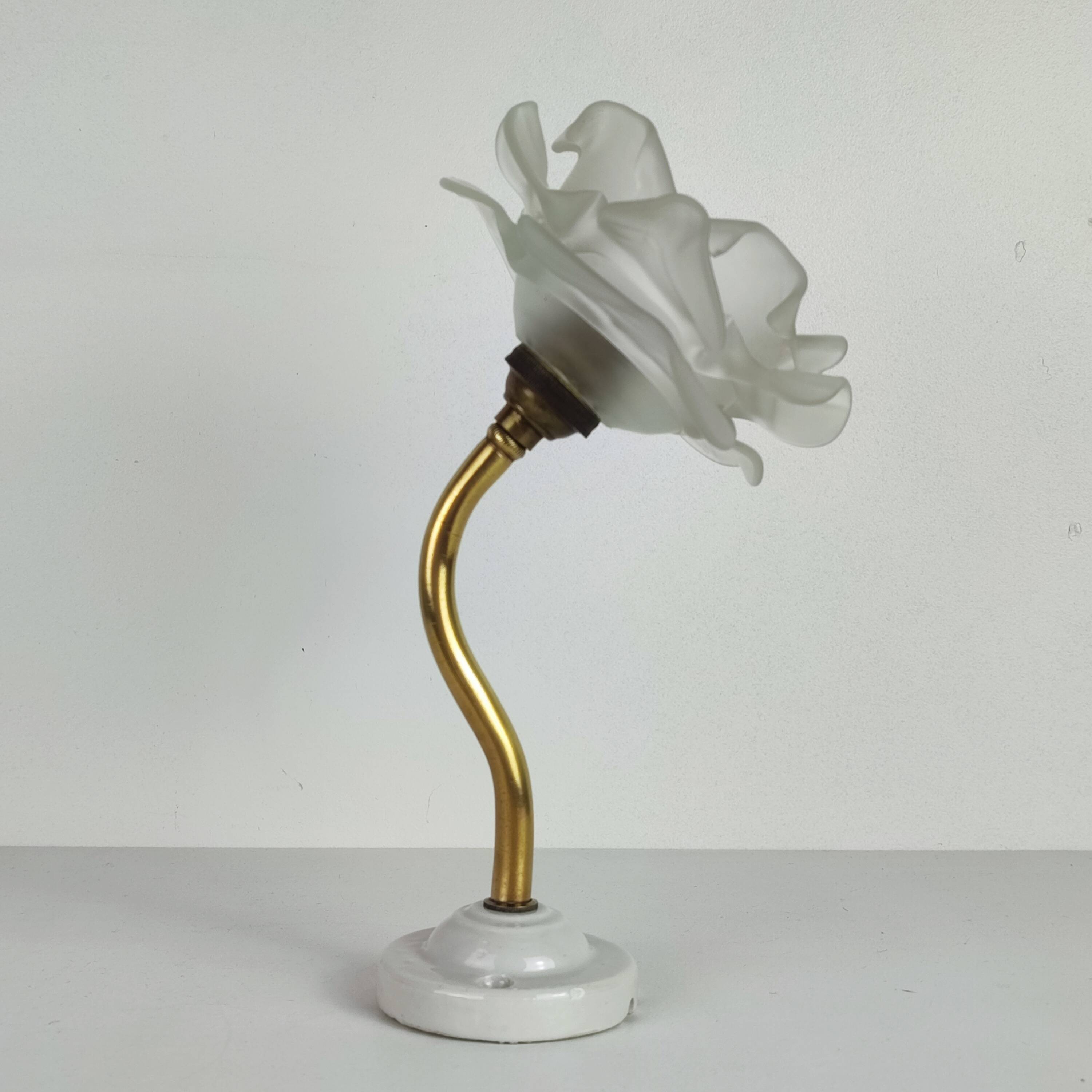 Brass and glass “flower” wall light