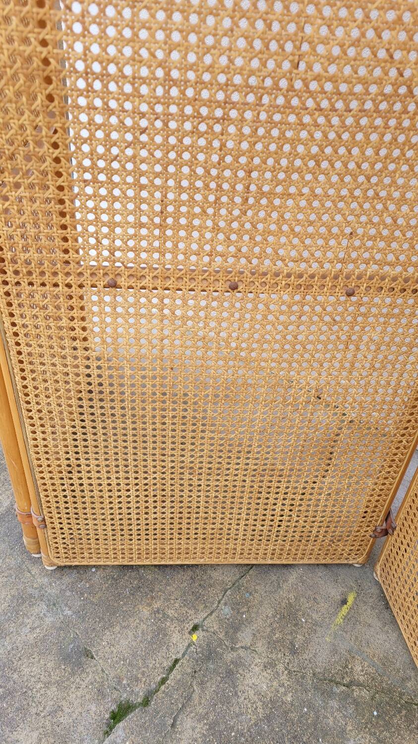 Vintage wicker claustra screen - 1950s