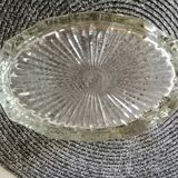 Glass sugar on art deco silver tray