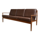 Grete Jalk for France & Son Teak Leather Sofa