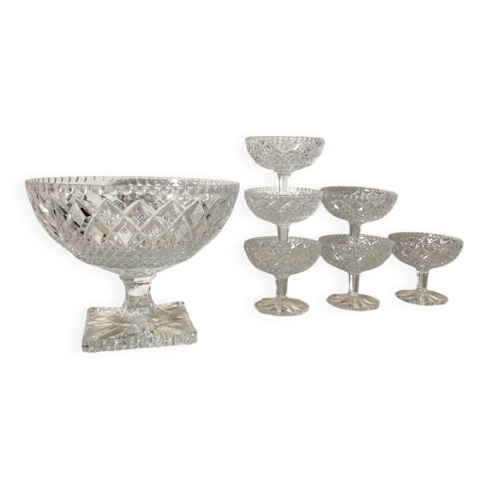 Antique chiseled crystal cups