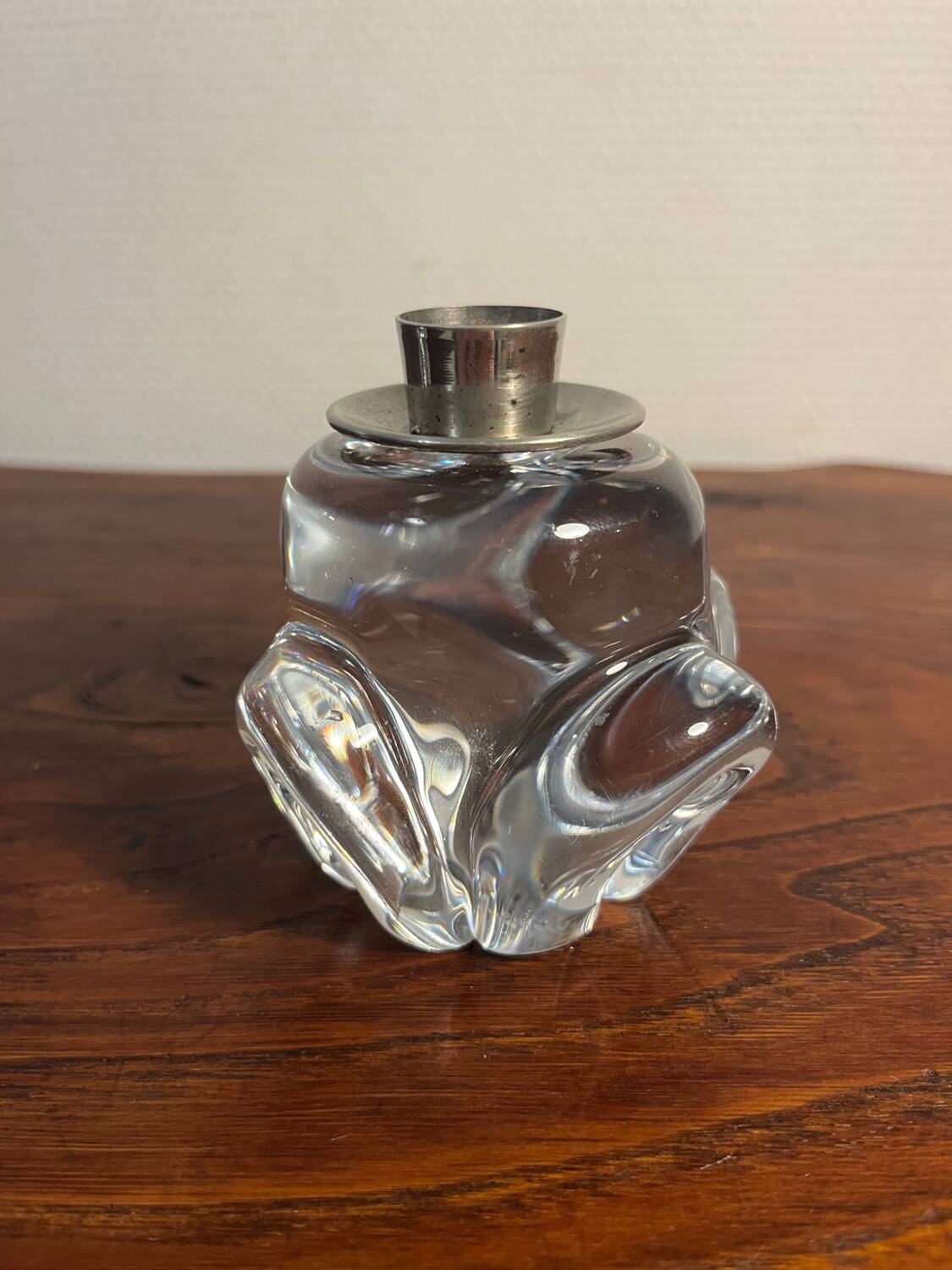 Pair of JB France crystal candlesticks