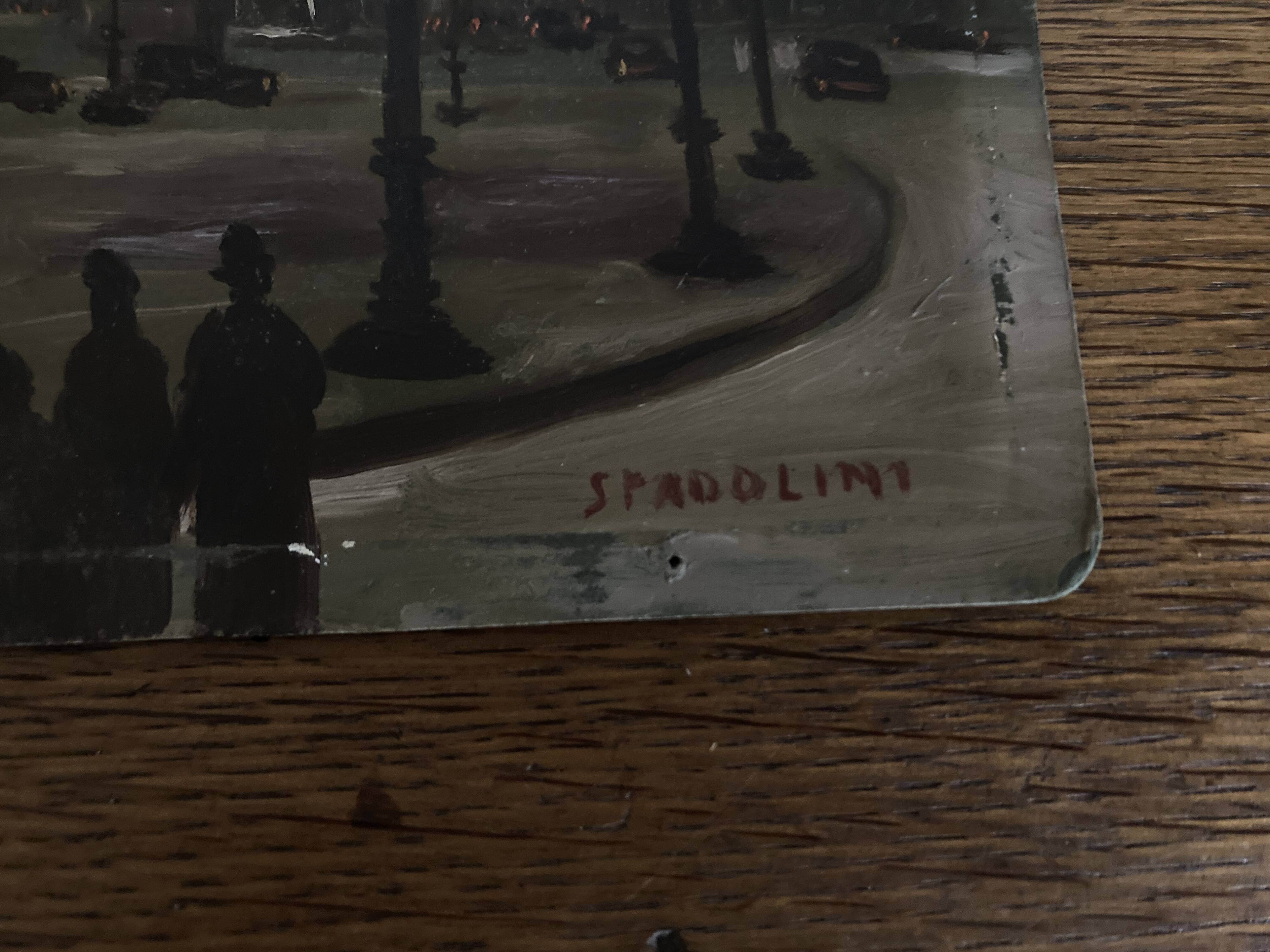 Oil 1950 Paris Night by Alberto Spadolini