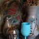 German ceramic vase West-Germany with three flowers n°1218