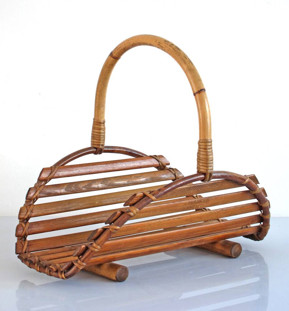 Vintage 1950s Bamboo Japanese Magazine Rack