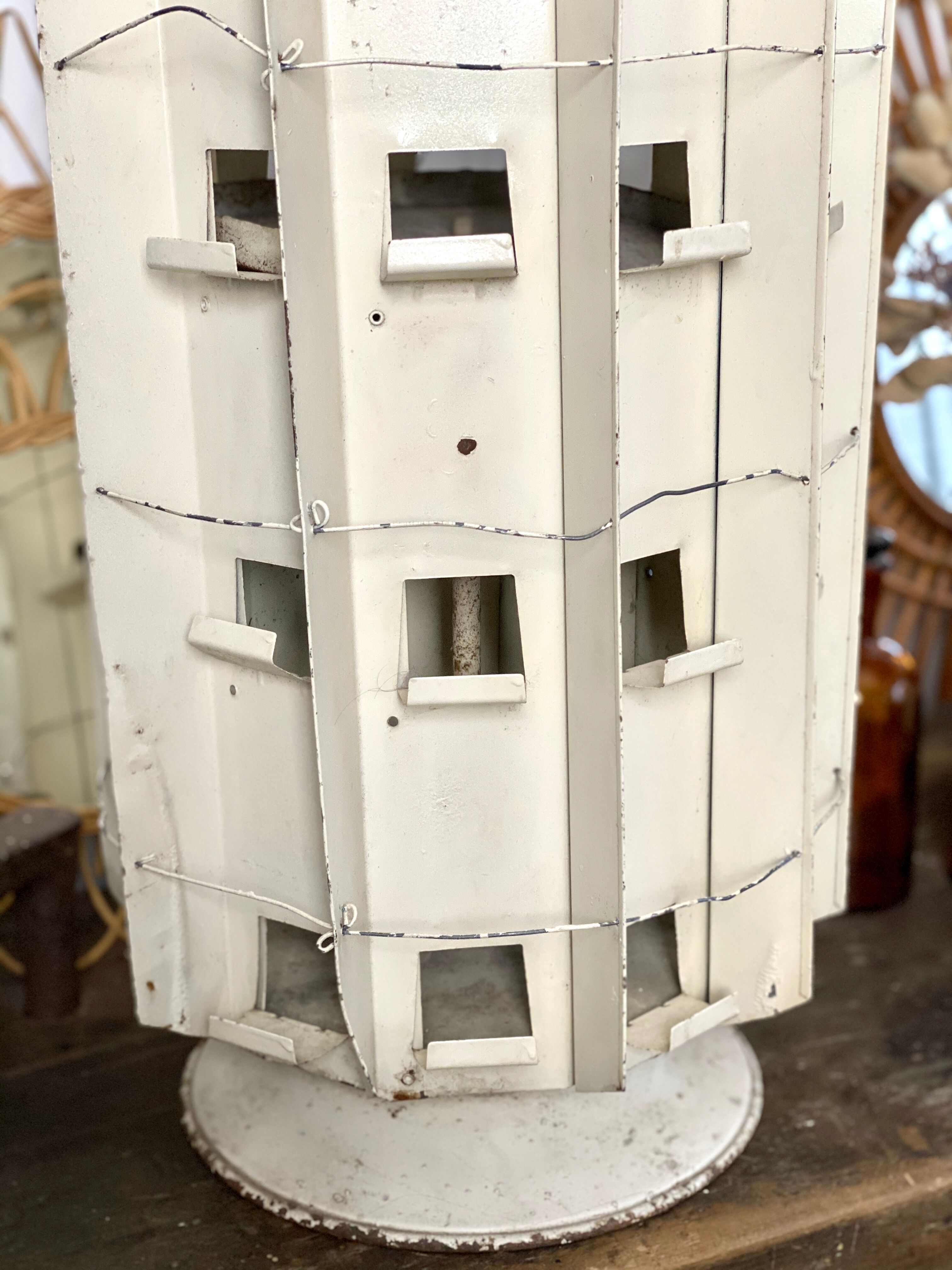 Old swirl display with seed bags