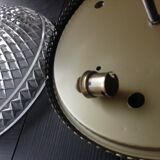 Round ceiling lamp in structured glass art deco style 30s-40s