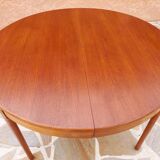 Extendable round table Teak by Tricoire & Vecchione for TV cabinet Paris 1960