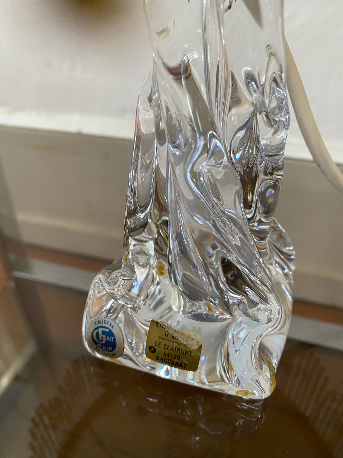 Antique Baccarat Crystal Twisted Bedside Lamp