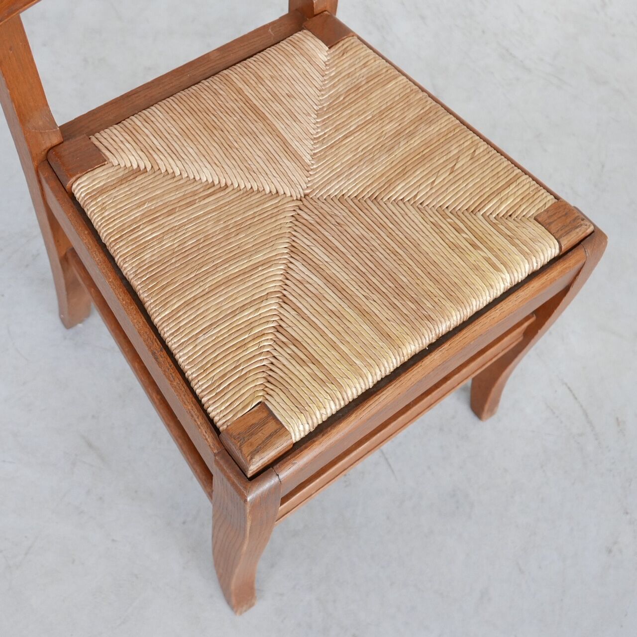 Set of Six Mid-Century French Oak Dining Chairs (6)