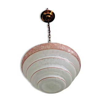 French art deco ceiling light  with white tiered floral clichy