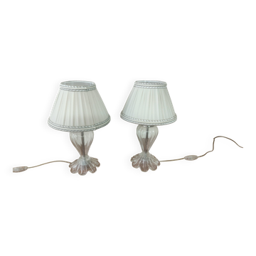 Paire de lampes de chevet en verre de Murano