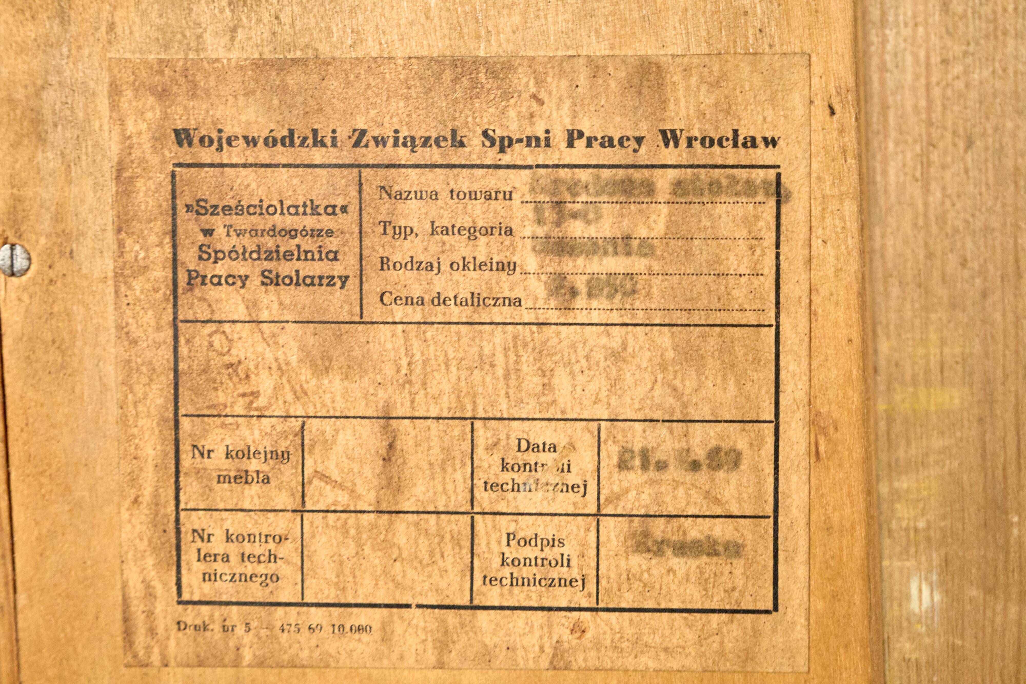 Midcentury Wooden Sideboard, Sześciolatka, Poland, 1969