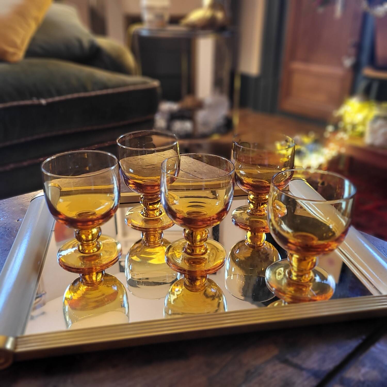 Amber glasses, balloon shape 70's