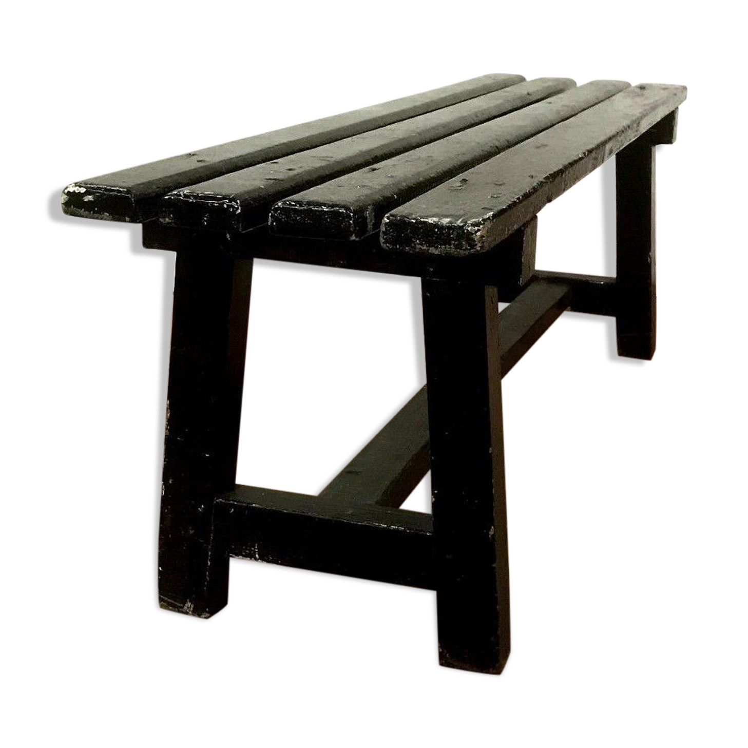 Patinated black minimalist bench