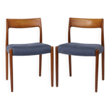 Pair Niels Møller Model 77 Teak Dining Chairs Danish Mid Century 1950s