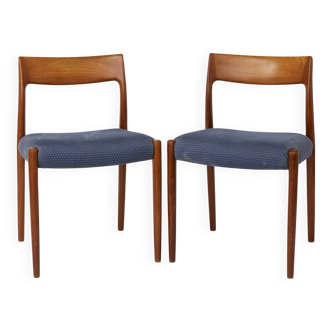 Pair Niels Møller Model 77 Teak Dining Chairs Danish Mid Century 1950s