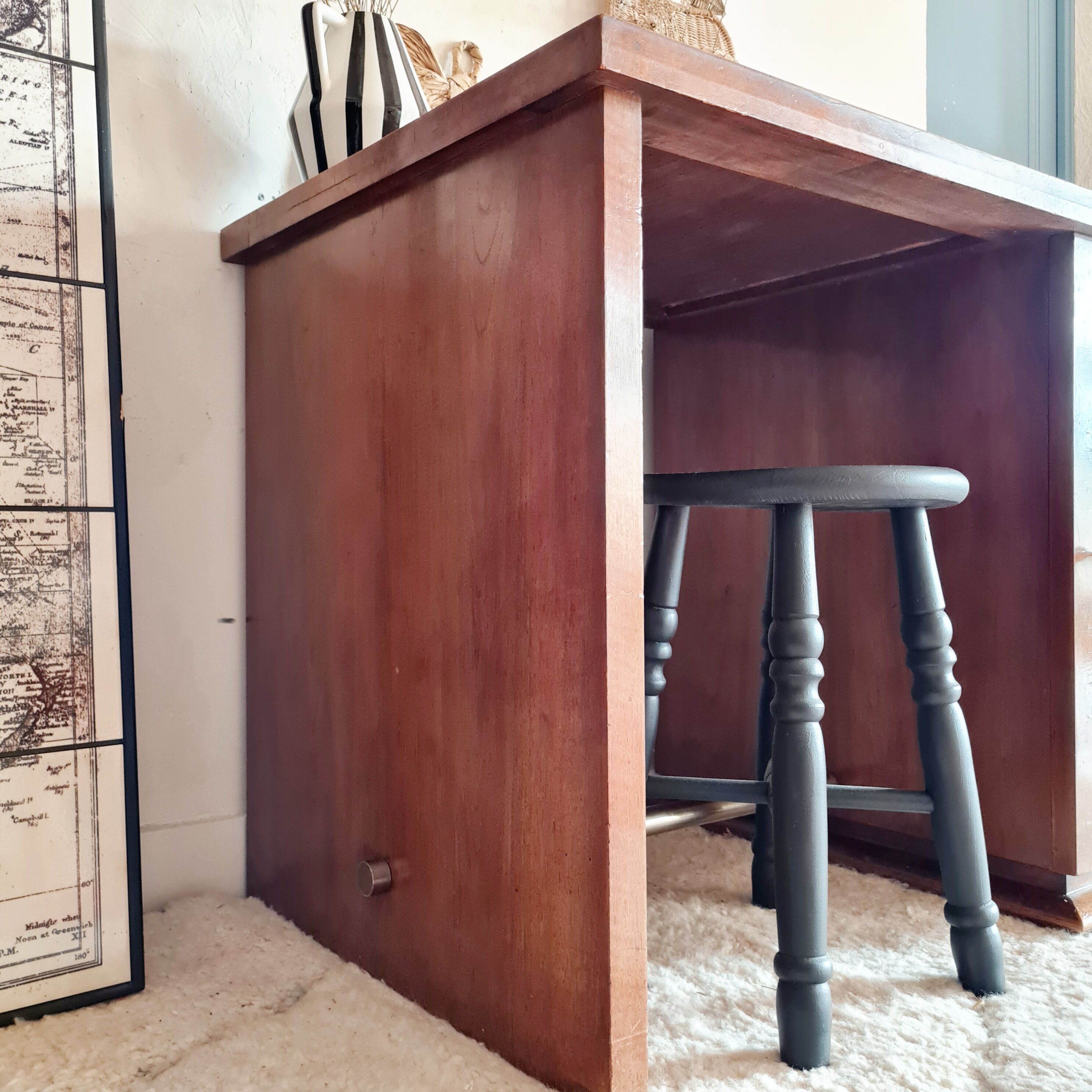 Art Deco desk mahogany plating blond
