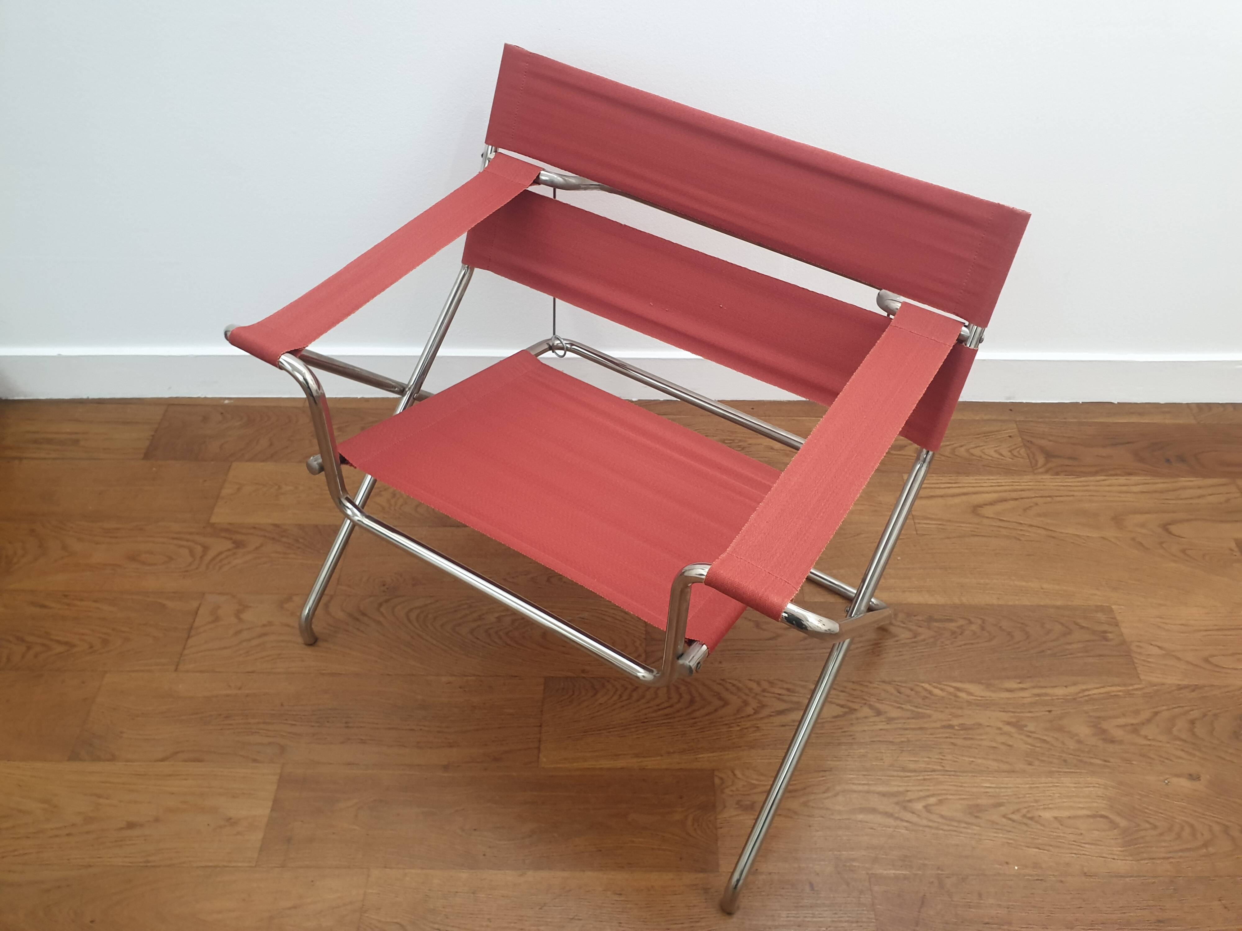 Pair of D4 folding armchairs by Marcel Breuer,  Tecta edition