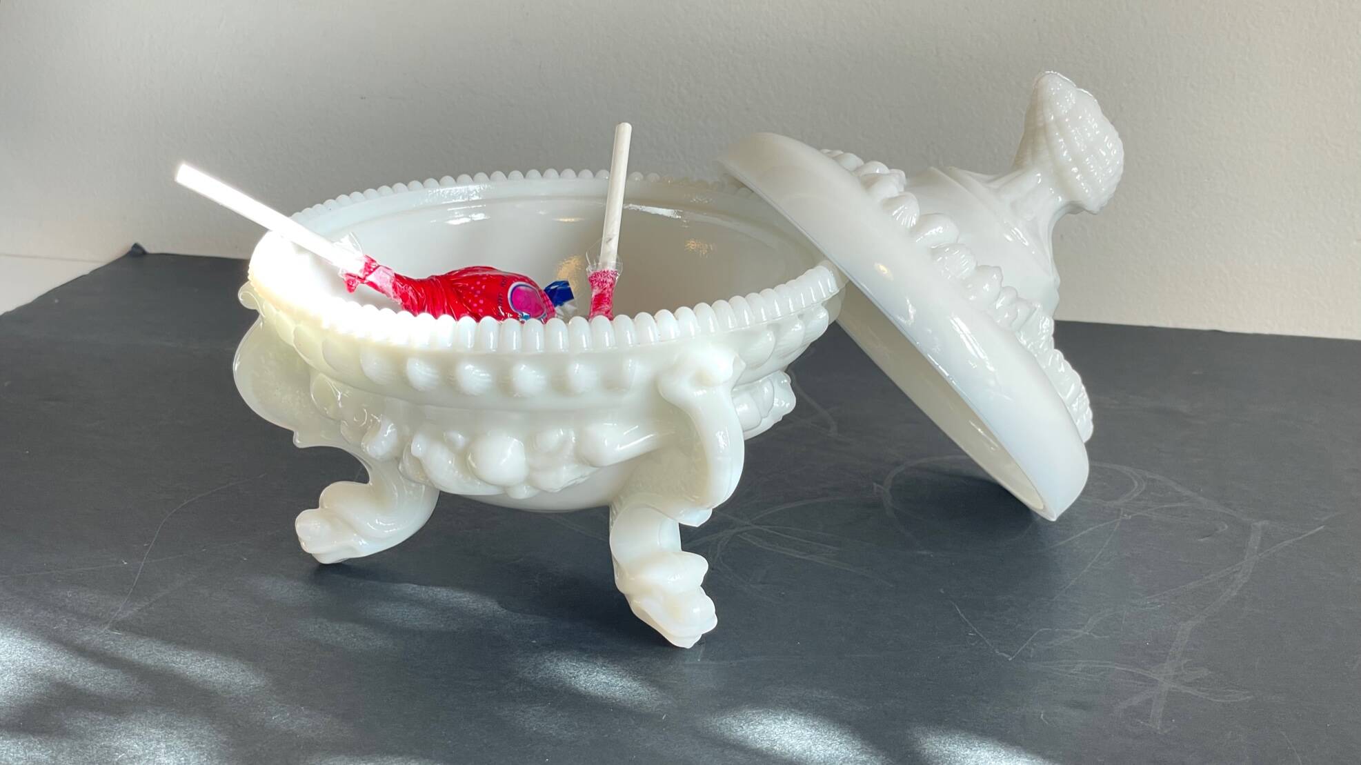 Vintage Opaline Glass Candy Box - France BOISSONS