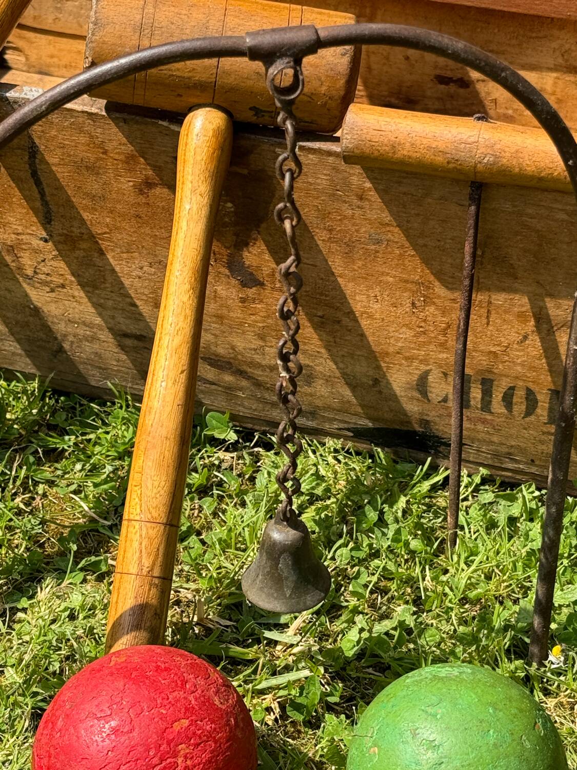 Old vintage wooden croquet game