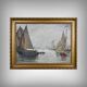 Painting "Sailboats on Calm Sea", oil on canvas, signed C. Bustad – 1928