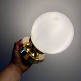 Vintage globe wall or ceiling light in white opaline