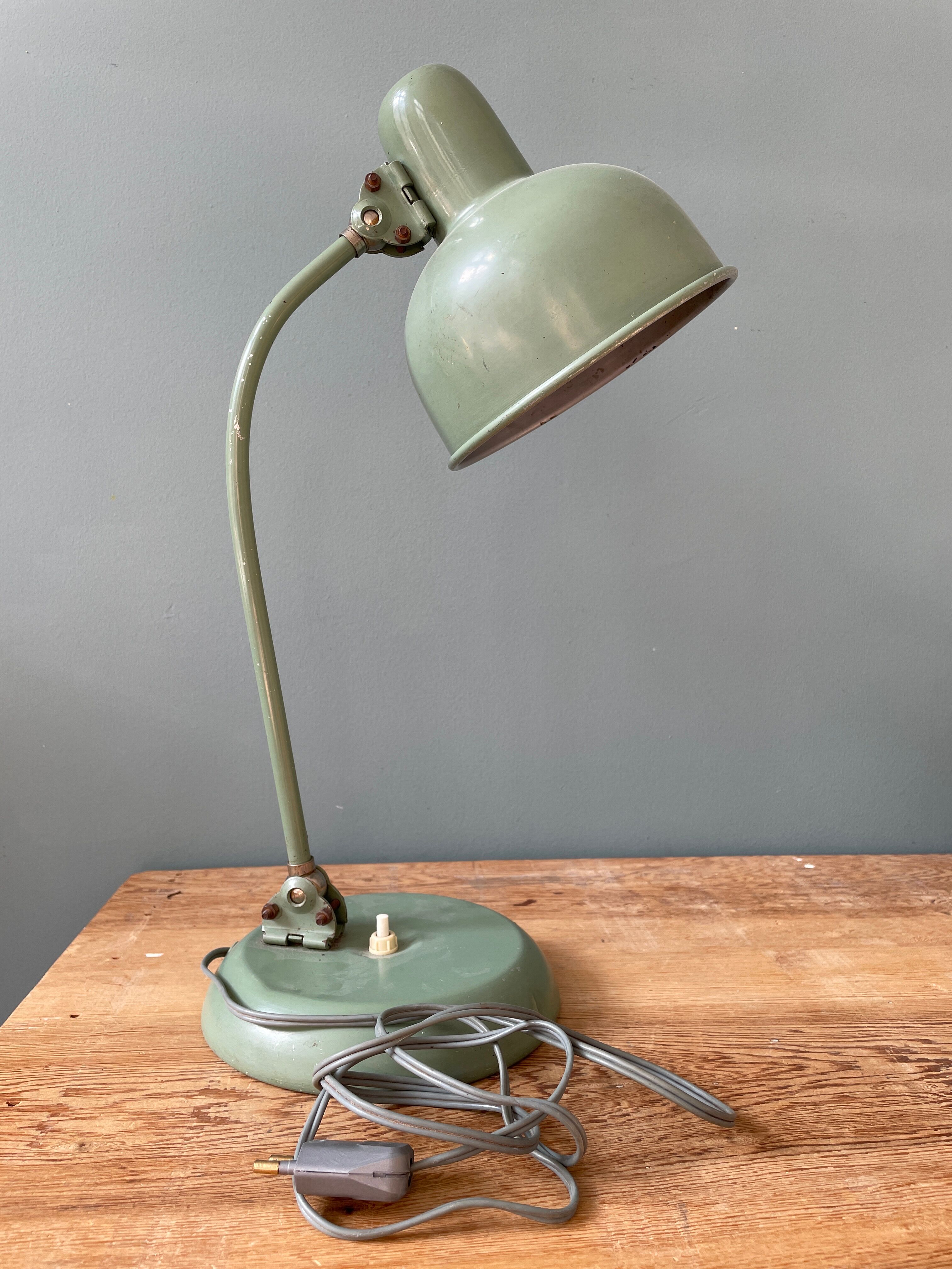 Military desk lamp with ball joint, circa 1950