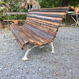 Cast iron and oak slatted garden bench