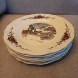 6 flat plates Sarreguemines Obernai décor Alsace