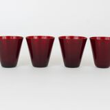 Quatre verres à boire Kartio de Kaj Franck style milieu du siècle par Nuutajarvi Nottsjo Finlande