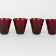 Four Kartio drinking glasses by Kaj Franck, mid-century style, from Nuutajärvi Nottsjö, Finland.