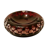 Cut Overlay crystal ashtray Bohemian crystal factory with three notches cigarettes - perfect condition