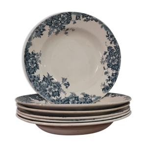 6 assiettes creuses faïence terre