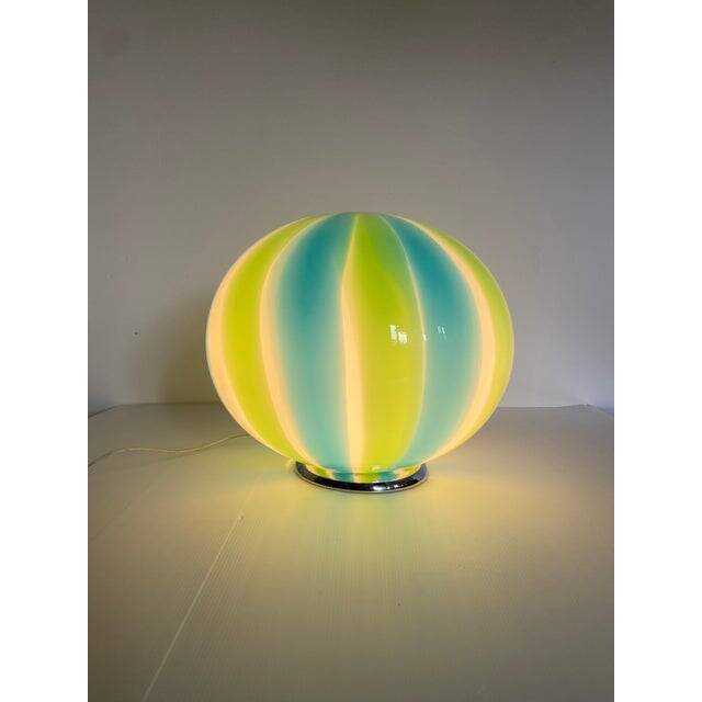 Contemporary Milky, Blue and Green Sphere Table Lamp in Murano Glass