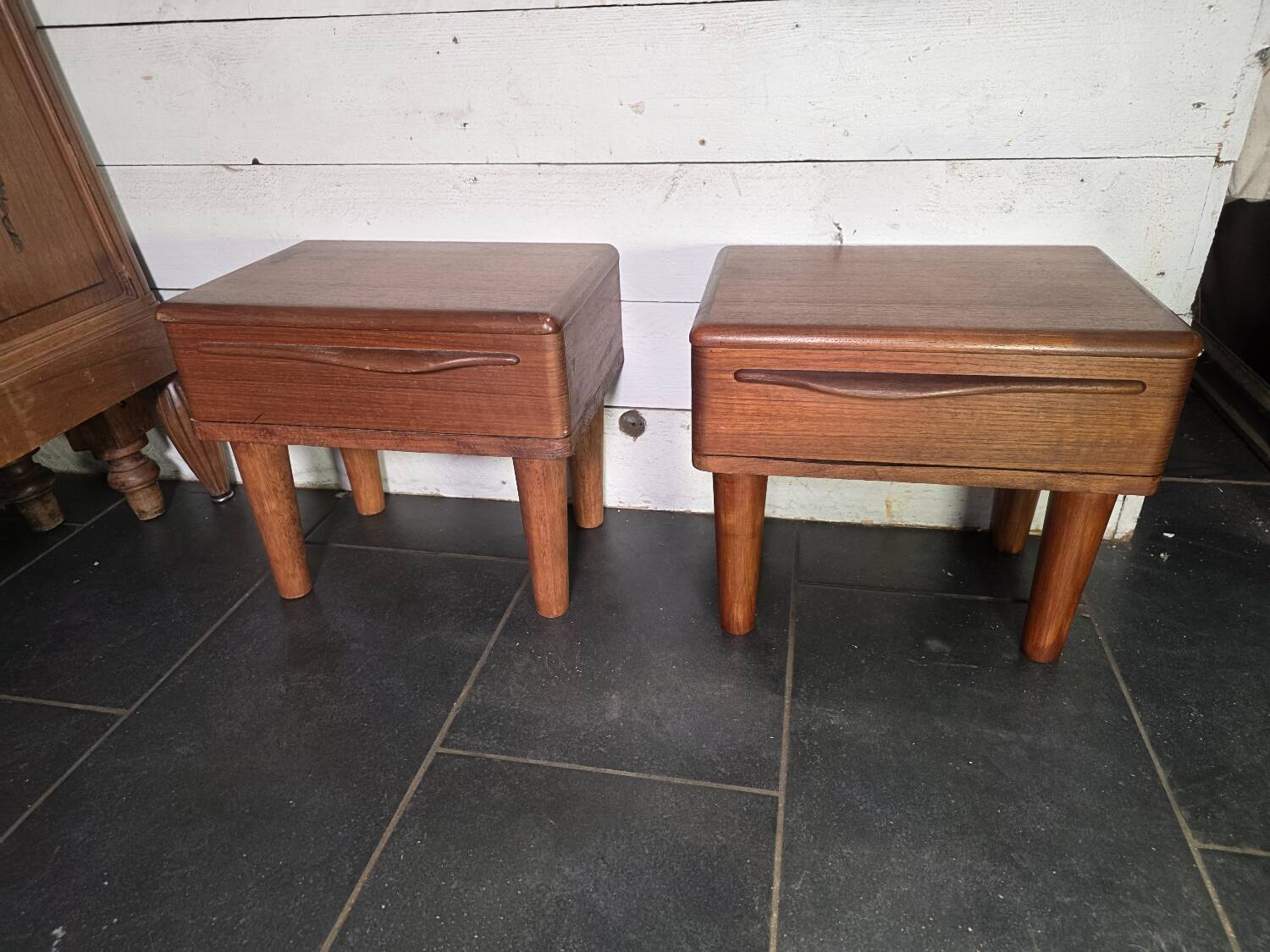 Pair of Scandinavian teak bedside tables from the 1960s.