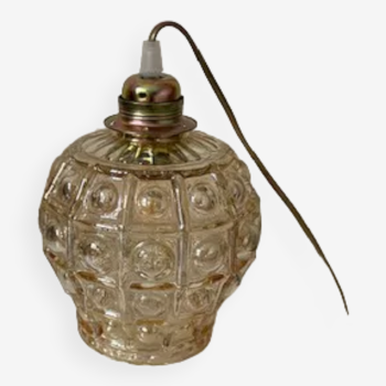 Lampe de chevet en verre bullé vintage 1970