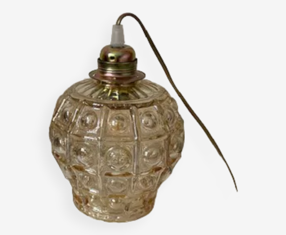 Lampe de chevet en verre bullé vintage 1970
