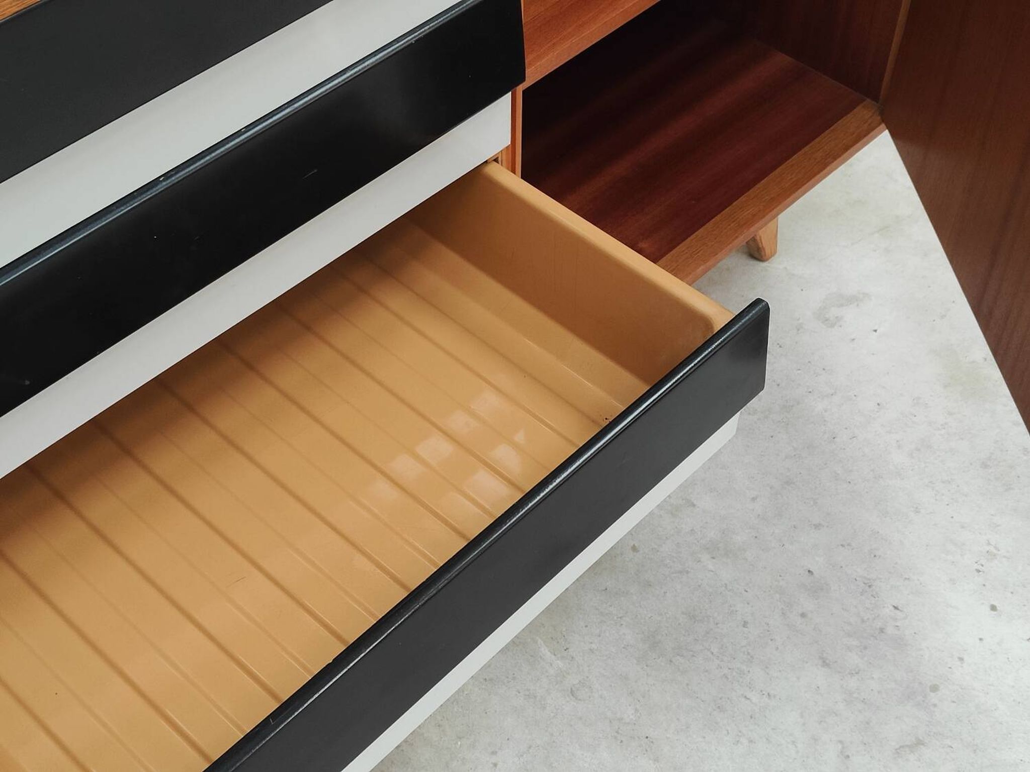 U-458 black and white sideboard by Jiri Jiroutek for Interier Praha