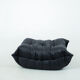 Togo set of chair and pouf in black shiny velvet