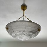 Art Deco washbasin in pressed glass Parakeet décor