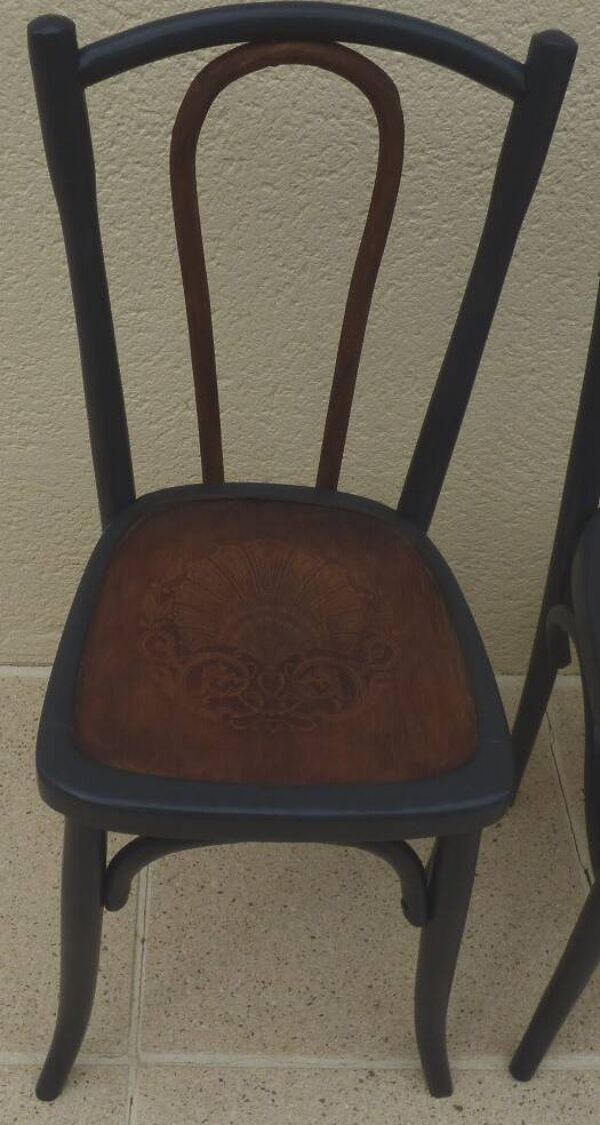 4 chaises bistrot anciennes Luterma avec assises à dessin –Totalement relookées