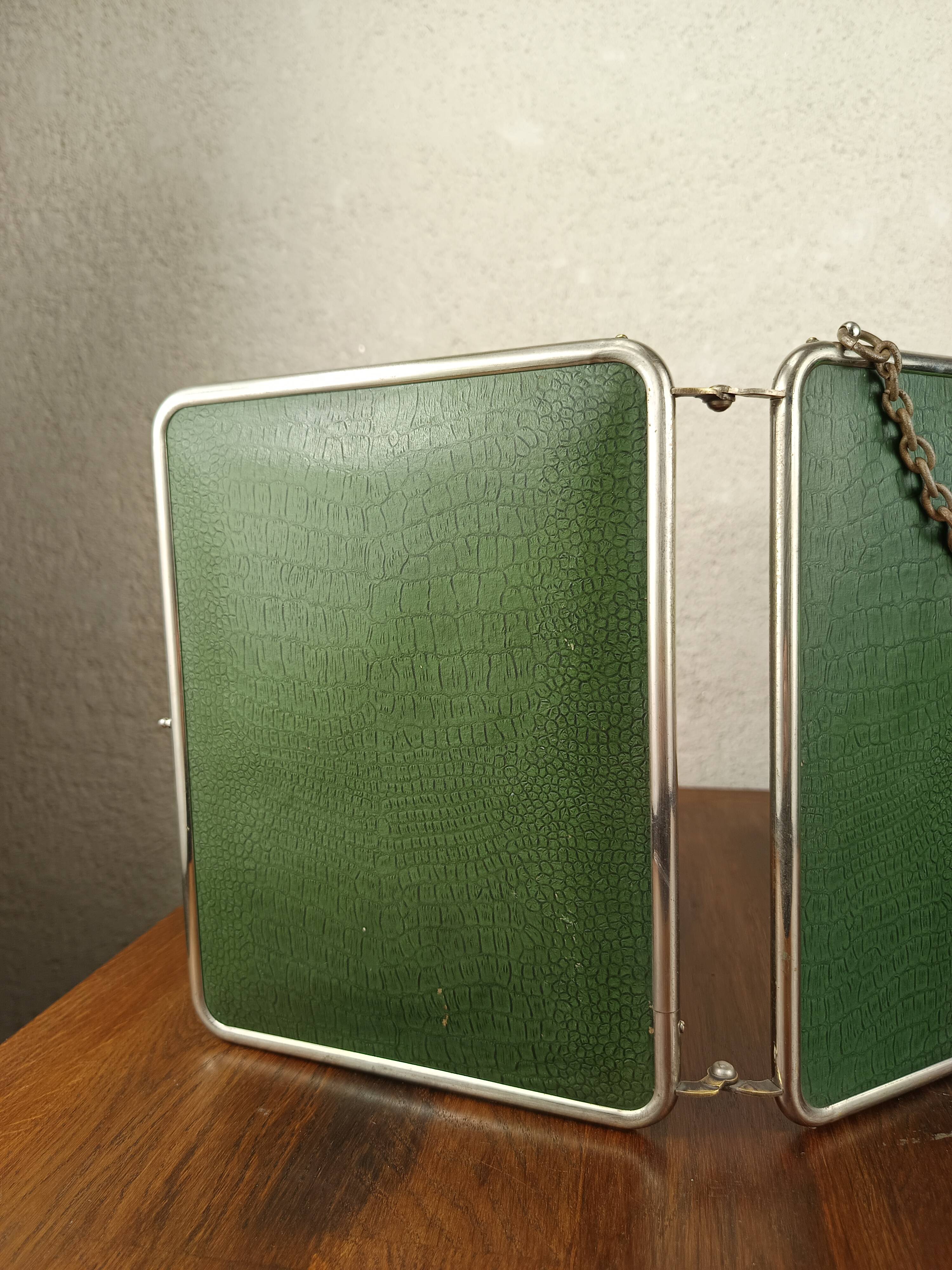 Miroir triptyque vert vintage