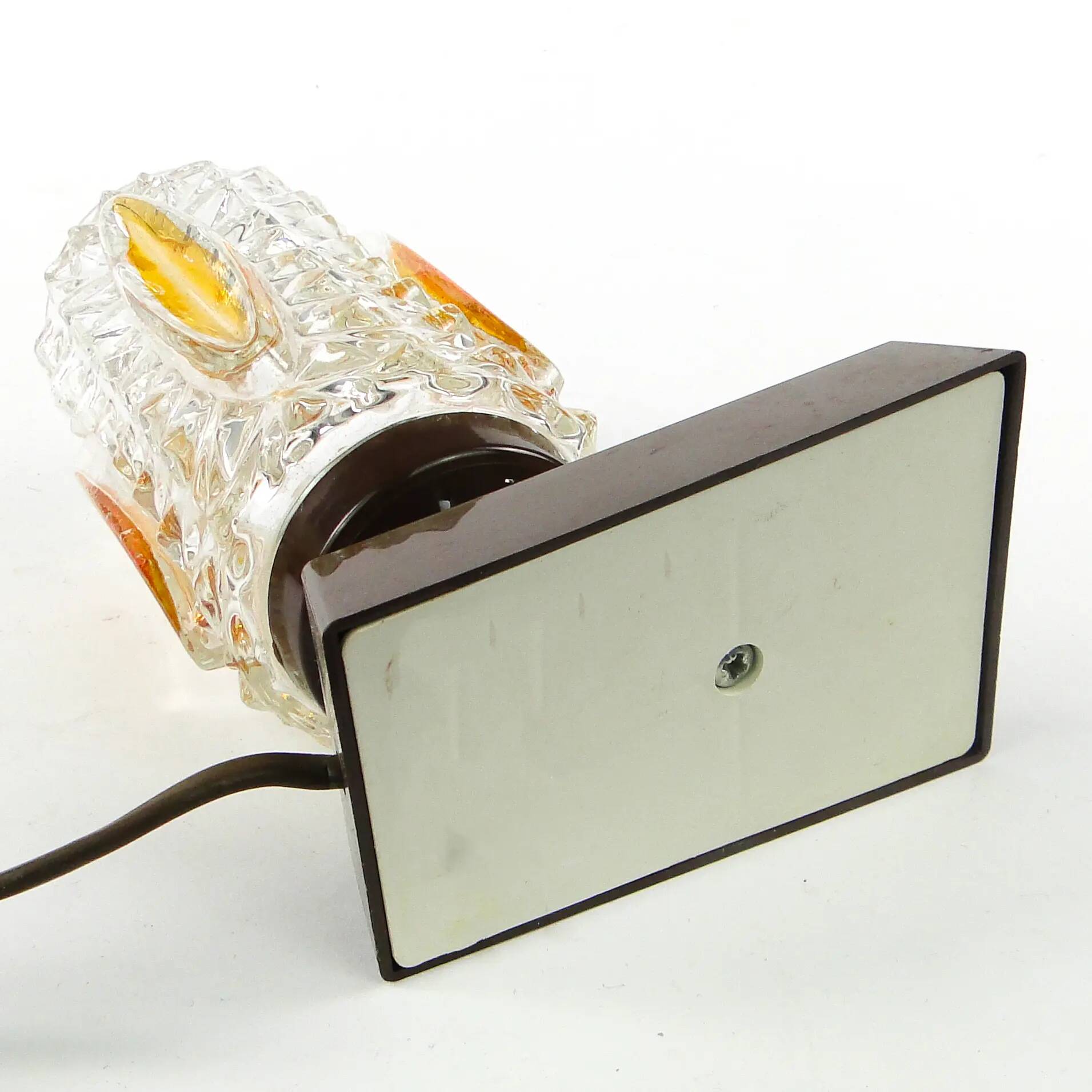 Mid-century modern bedside lamp, glass, Germany, 1970s
