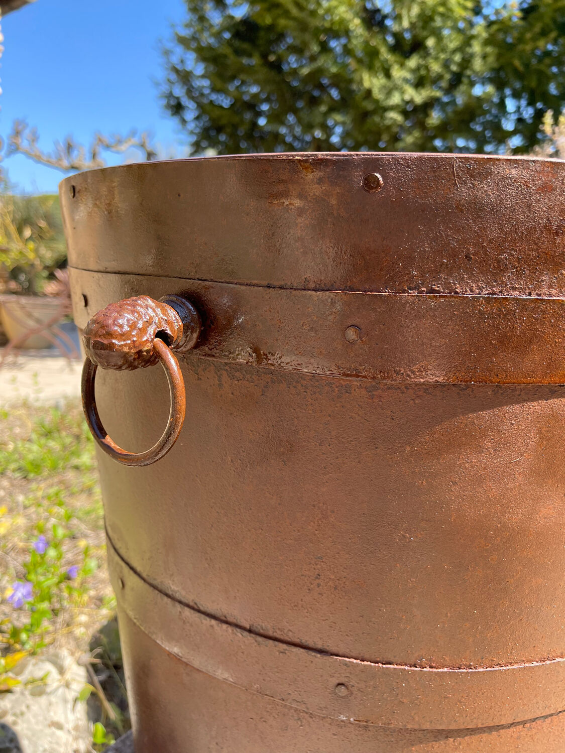 Riveted iron cache pots