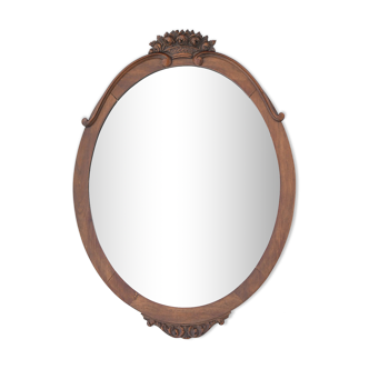 Oval wooden mirror