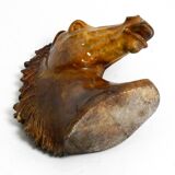 Decorative heavy lifelike 1960's horse head sculpture in brown soapstone