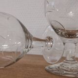 Set of 7 finely engraved vintage wine glasses