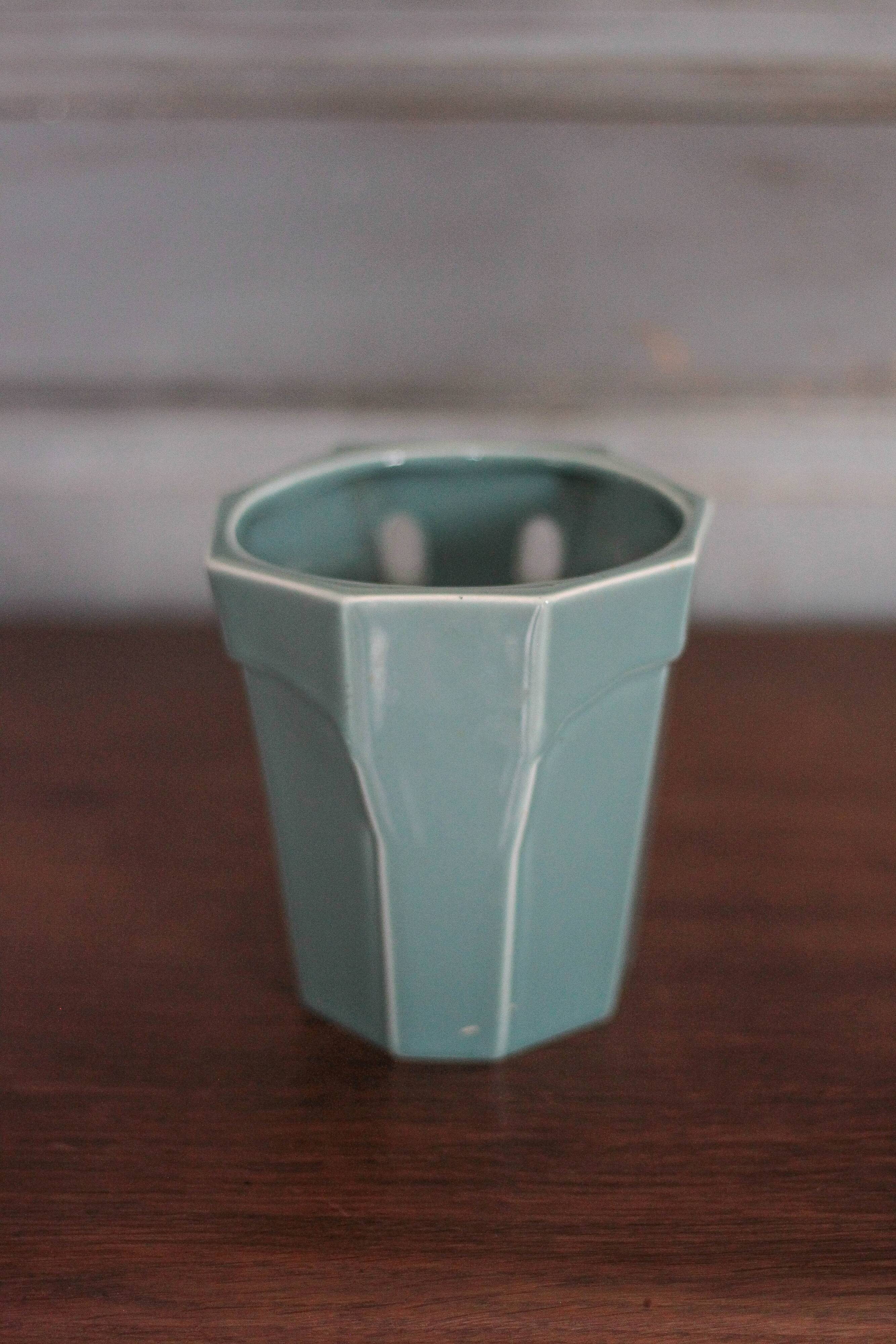 art deco porcelain pot, wall planter, plant pot, cache pot