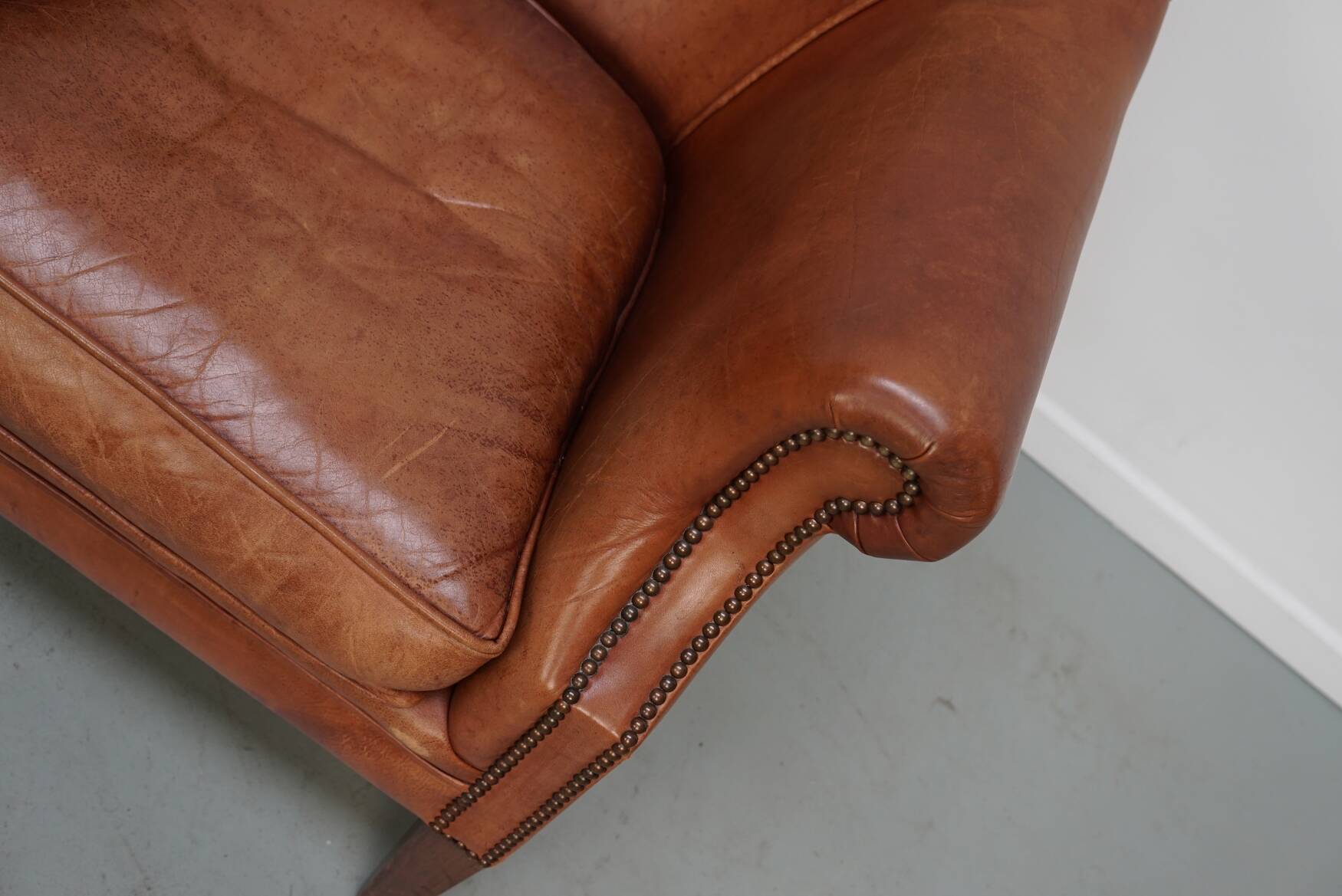 Vintage Dutch Leather Club Chairs in Cognac, Set of 2
